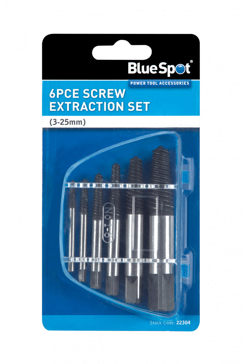 BlueSpot - 6 PCE Screw Extraction Set (3-25mm)