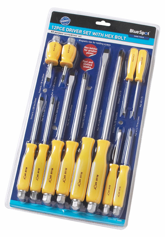 BlueSpot - 12 PCE Hex Bolster Screwdriver Set