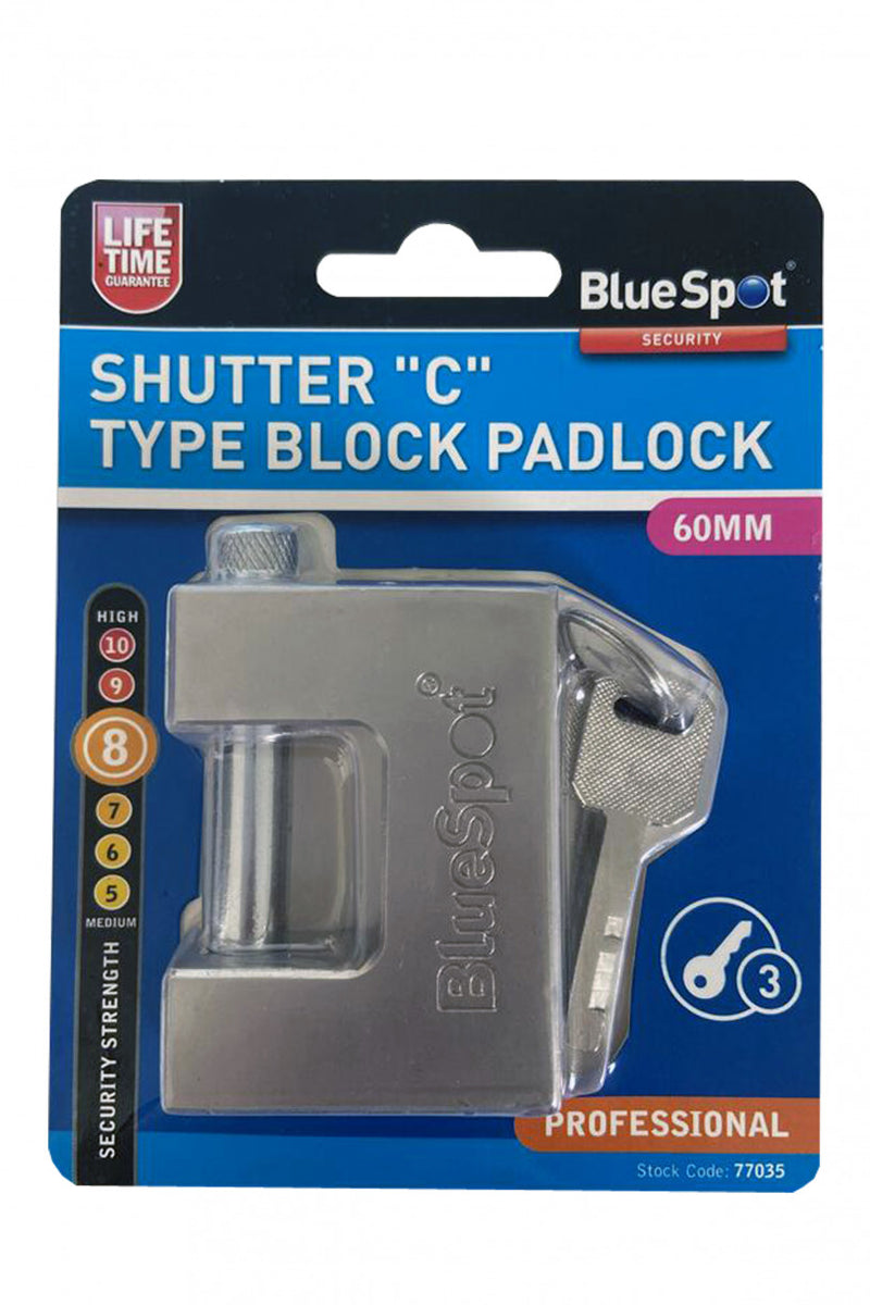 BlueSpot Shutter "C" Type Block Padlock - 60mm (77035)