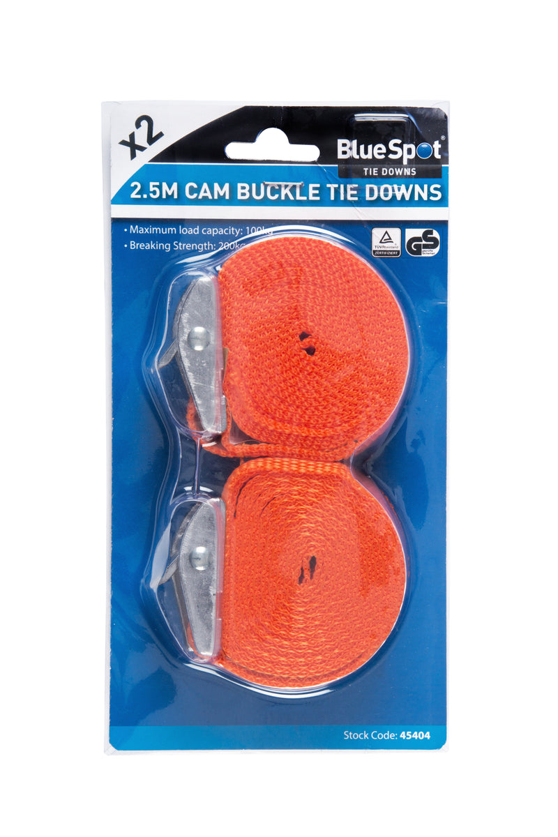 BlueSpot Cam Buckle Tie Down Straps - 2.5m (45404)