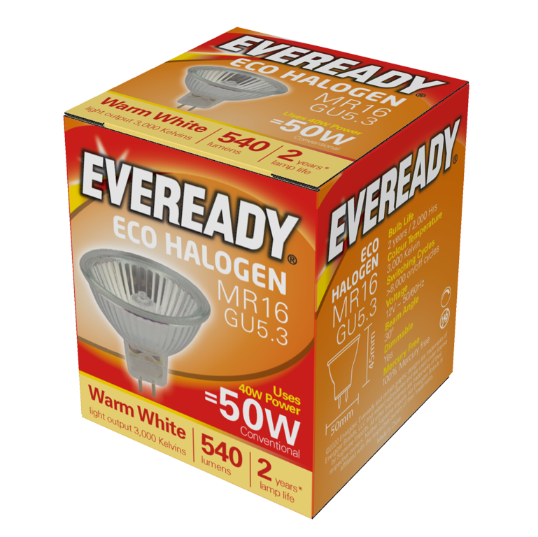 Eveready Eco Halogen Bulb MR16 GU5.3 Warm White 50W